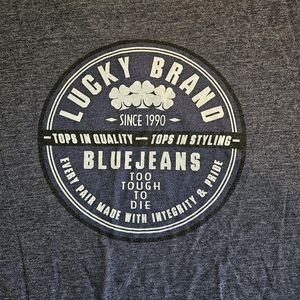 Lucky Brand Graphic Tee Size Large Distressed Blue